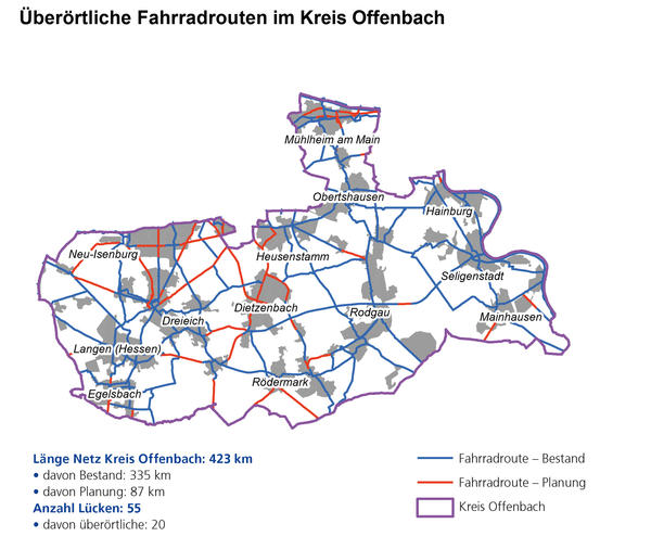 Überörtliche Fahrradrouten im Kreis Offenbach