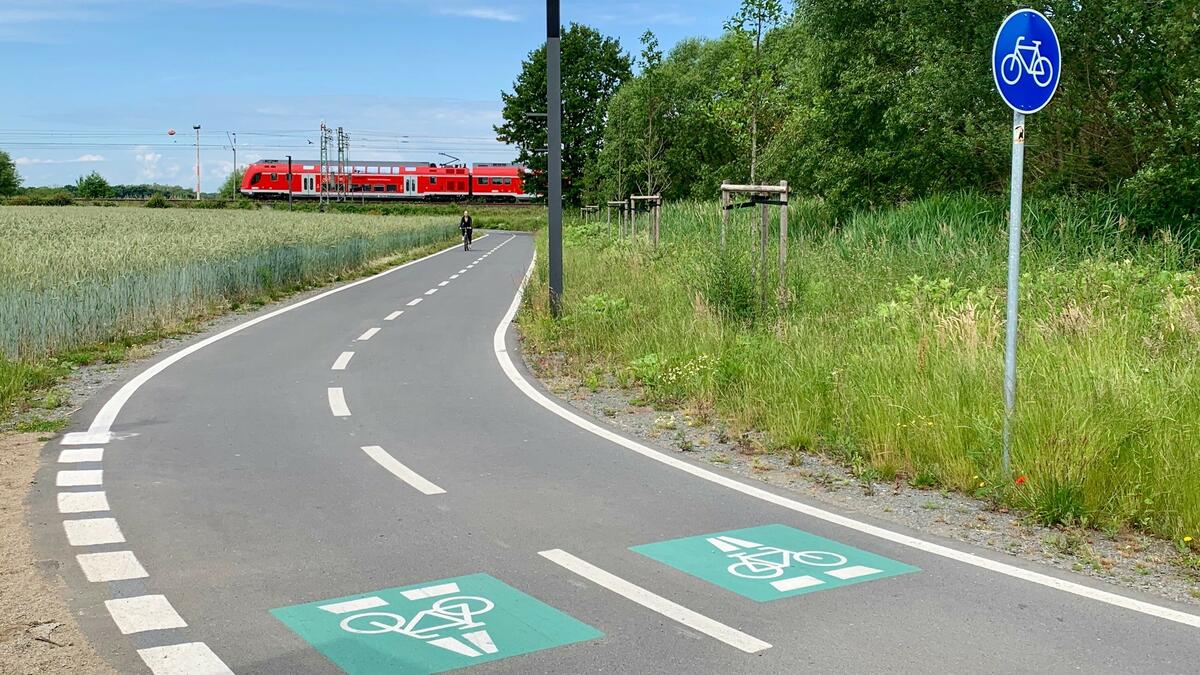 Beispiel für einen Radschnellweg: Strecke Frankfurt-Darmstadt, hier Egelsbach.